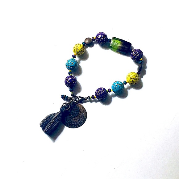 Mardi Gras Party Gras Handmade Tassle Bracelet by McGlamorous - Picture 5 of 12